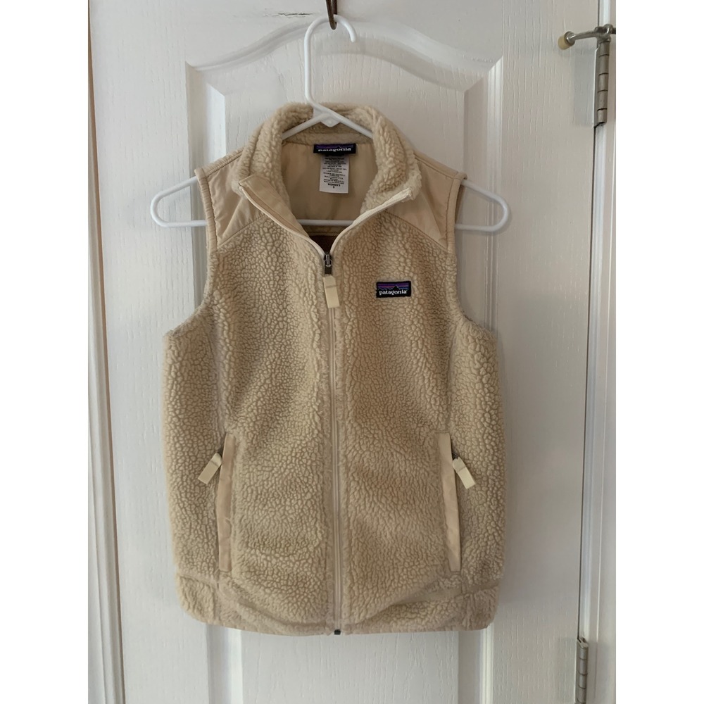 Patagonia Retro-X Fleece Vest Cream Tan Women Small Full Zip Sleeveless Jacket
